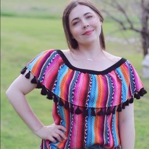 Boutique embroidered Mexican off shoulder top